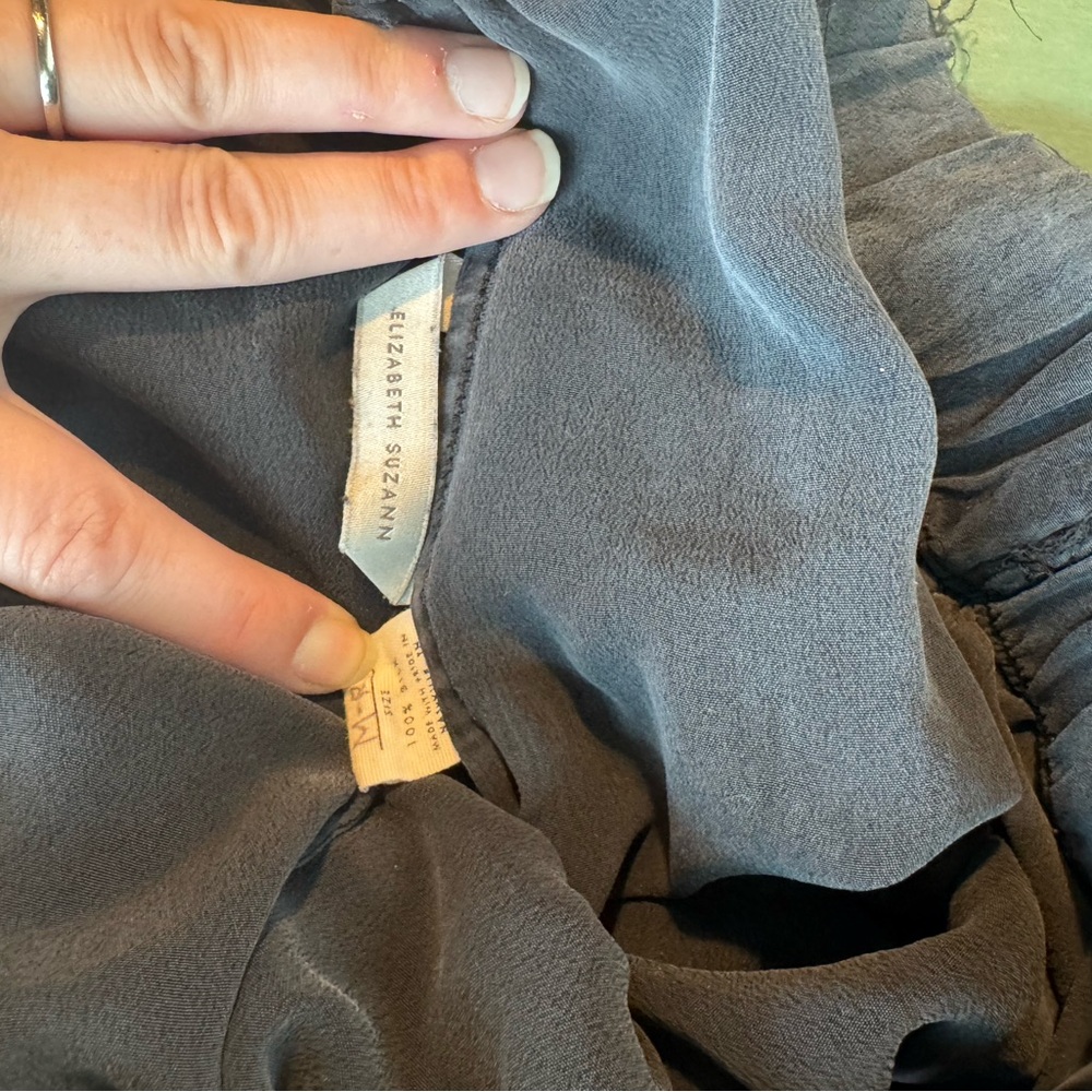 Elizabeth Suzann Charcoal silk wide leg pants